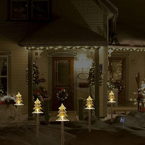 BRIGHTDECK Solar Christmas Tree Pathway Lights Outdoor Decorations, 5 Pack - Image 4