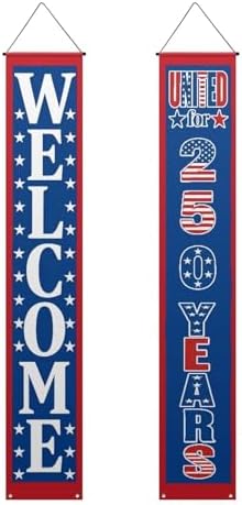 doginthehole 250th Anniversary USA Decorations Banners America 4th of July Patriotic Decor Banner 12 x 71 Inch, 250 Years Anniversary Door Banners for Front Door Porch Outdoor Home Hanging Sign - Image 5