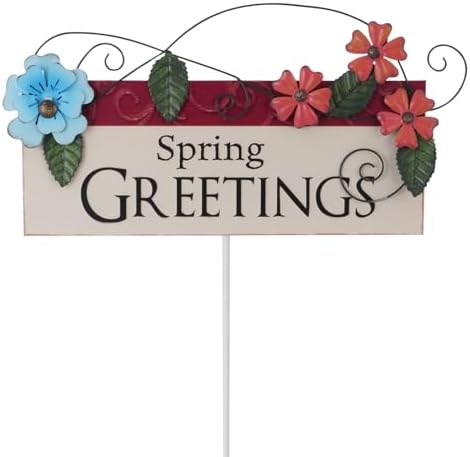 Spring Decor Outdoor Spring Greetings Flower Metal Garden Stakes Decorative Colorful Floral Welcome Sign Yard Art Garden Decorations for Home Outside Lawn Porch Backyard Walkwa - Image 4