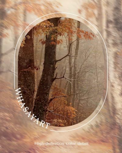 Autumn Forest Framed Canvas Wall Art 16x24 Trees Leaves Trail Artwork, Woodland Path in Fall Colors Landscape Print, Rustic Nature Forest Painting Farmhouse Bedroom Entryway Home Decor - Image 5