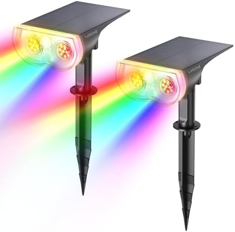 Linkind Solar Lights Outdoor Waterproof LED Landscape Spotlight RGB 2 Pack by Linkind