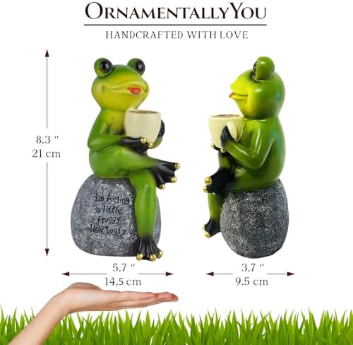 OrnamentallyYou Spring & Summer-Themed Garden Statues – Adorable Outdoor Decor for Lawn, Patio & Porch (Coffee Drinking Frog Garden Statue with Funny Quote) - Image 4