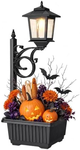 PASAMIC Solar Lamp Post with Planter, 2 in 1 Outdoor Solar Planter Light, Waterproof Decorative Solar Lamp Post Light, Wall Mount or Freestanding for Front Porch, Patio & Garden, Warm White by PASAMIC