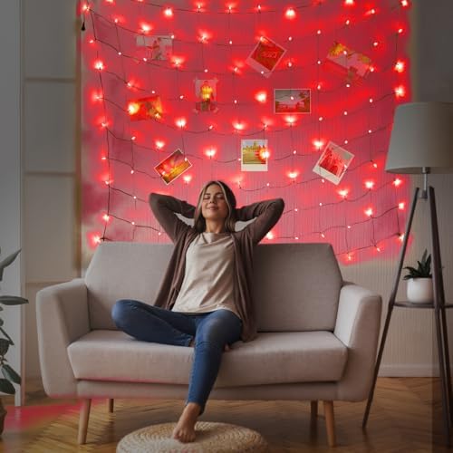 Neoclassy 120Led Red Christmas Net Lights Outdoor 5ft x 6ft Connectable, 8 Modes Waterproof Black Wire 29V Plug in Mesh Net Christmas Lights for Garden, Yard, Bushes, Trunk, Xmas Tree Decor (Red) - Image 5