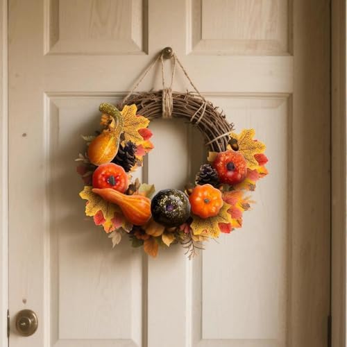 50 Pcs Fall Mini Pumpkin Decoration Set, Artificial Maple Leaves Acorns Squashes for Halloween Thanksgiving - Image 3