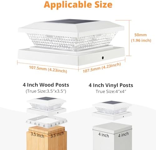 Mlambert 4x4 Solar Post Cap Lights Outdoor 16 Pack, Waterproof Solar Fence Light for Wooden/Vinyl Post, 2 Color Outside Deck Patio Porch Decor, White - Image 4