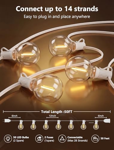 GOOTHY LED Outdoor String Lights Waterproof, 50Ft G40 Globe Patio Light Plug in with 52 Shatterproof Bulbs, Hanging Outdoor Lights for Backyard Garden Bistro Balcony Party Wedding Decor, White Wire - Image 2