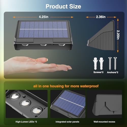 Onforu Solar Fence Lights,8 Pack Solar Lights Outdoor,3 Modes (Warm/Neutral/Cool White) for Outside,Dusk to Dawn Outdoor Lighting,IP65 Waterproof Deck Lighting for Patio,Step,Backyard,Railing,Wall - Image 2