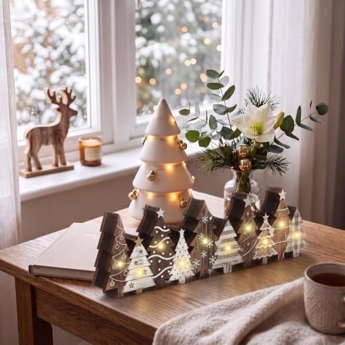 Yousoontic Lighted Christmas Tree Decor, Rustic Xmas Table Centerpieces - Image 3