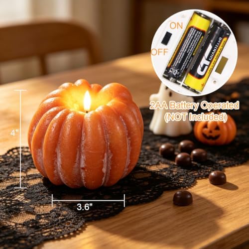 Wondise Orange Fall Decorations Real Wax Pumpkin Candles with Remote Timer - Image 2