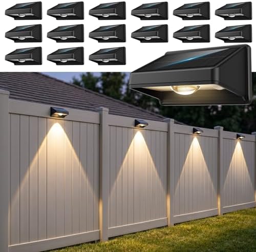 Solar Fence Lights Outdoor,3CCT 3 Modes Fence Lights Solar Powered,16Pack by Gbeast