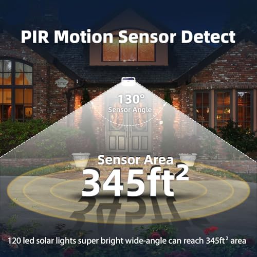 HMCITY 120 LED Solar Lights Outdoor with Motion Sensor, 8 Pack, White - Image 6