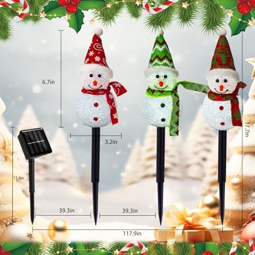 Solar Christmas Snowman Pathway Lights Outdoor Decoration, 3 Pack - Image 2