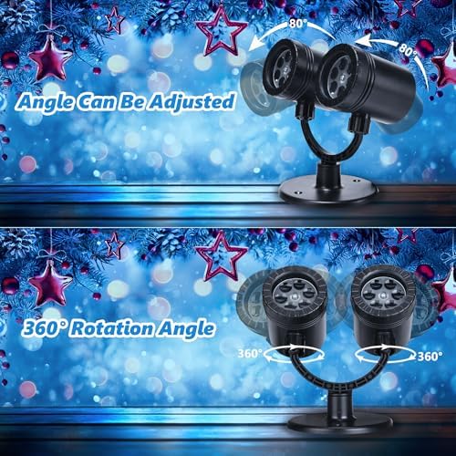 Toodour Christmas Projector Lights Outdoor, Double Head Dynamic Projector Christmas Lights with Timer - Waterproof Holiday Decorative Lighting for Yard Home Wall Window Indoor Christmas Decorations - Image 5