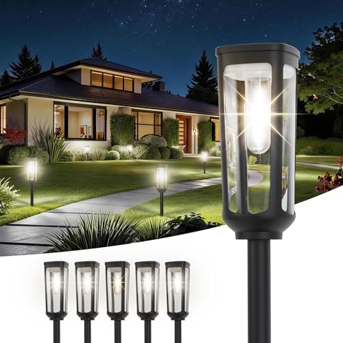 JEJOT Solar Pathway Lights Outdoor Waterproof, 6 Pack Solar Walkway Lights by JEJOT