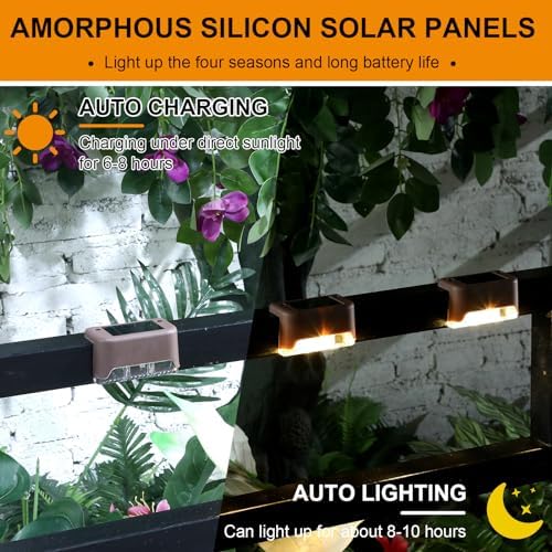 Geelin 32 Pcs Solar Deck Step Lights Outdoor, Brown Shell Warm White Light - Image 5