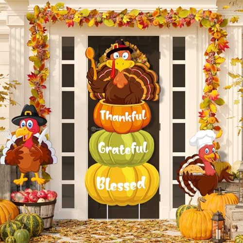 Thanksgiving Yard Signs Turkey Pumpkin Fall Yard Stakes Thanksgiving Outdoor Decorations Harvest Autumn Lawn Decorations Weatherproof Yard Signs for Garden Home Lawn Patio Walkway Decorations, grateful - Image 4
