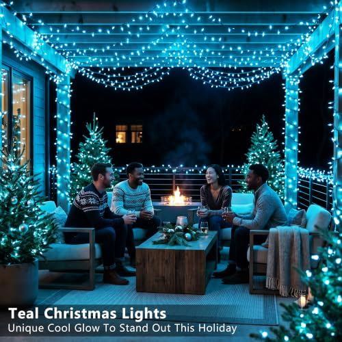BrizLabs Teal Christmas Lights Outdoor 100 Count 19.7ft Incandescent Lights - Image 5