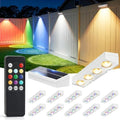 JOFIOS Fence Lights Solar Powered with Remote, 9 Fixed Colors ＆ Color Changing White Fence Lights Waterproof IP65 Dusk-to-Dawn LED Deck Lighting for Patio, Pool, Porch, Backyard, Wall, 12 Pack by JOFIOS