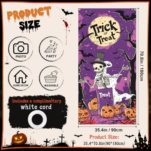 Halloween Door Cover, Fabric Front Door Porch Sign for Halloween Party - Image 2