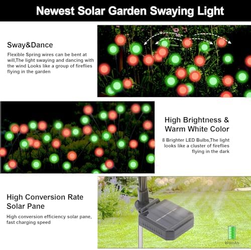 Red and Green Solar Firefly Lights Outdoor Garden Christmas 4 PK - Image 4