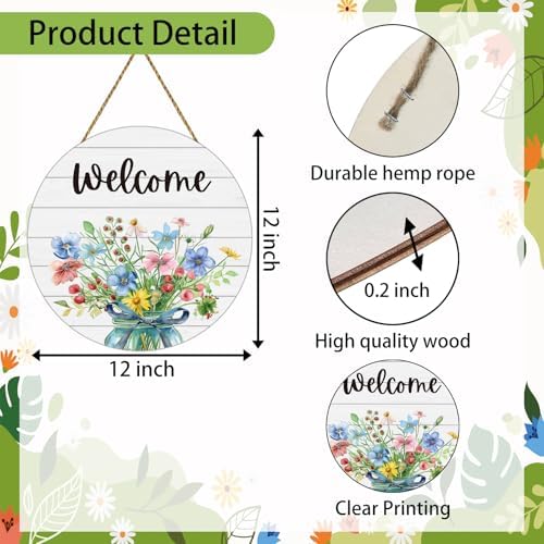 Spring Decorations for Home Spring Door Decor Mason Jar Flowers Wall Decor - Image 2