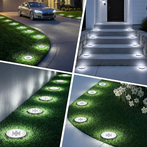 INCX 4.6 inch Solar Lights Outdoor Waterproof, 4 Pack Solar Light for Outside, Garden Lights Landscape Lighting for Patio Pathway Lawn Yard Deck Driveway Walkway, Cold White - Image 6
