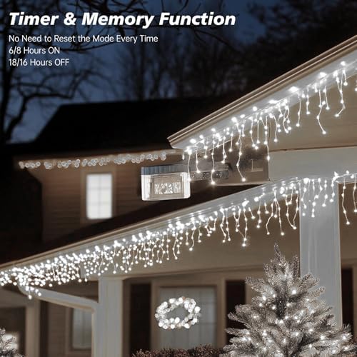 Icicle LED Christmas Lights Outdoor, 624 LED 59FT 8 Modes with 96 Drops Cool White Icicle Lights,Outdoor Indoor Fairy String Lights for Christmas Party,Holiday,Wedding Decorations - Image 4