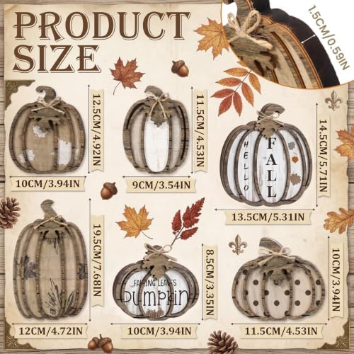 Leinuosen 6 Pcs Fall Pumpkin Decor for Home, Neutral Fall Decor - Image 3