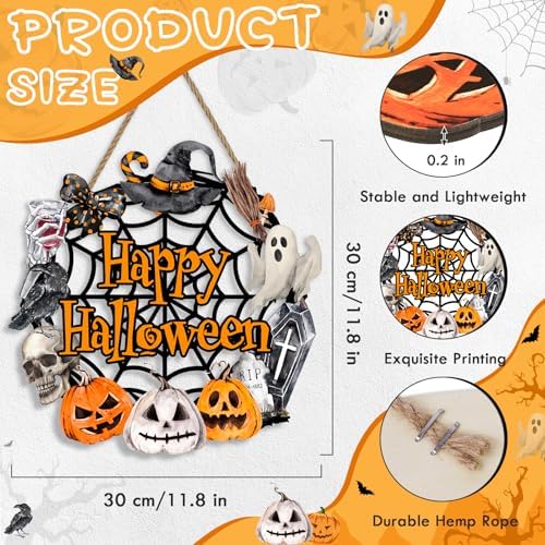 Britimes Spooky Pumpkin Welcome Door Sign, Wooden, for Home Decor - Image 3