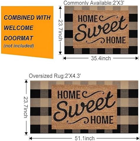 BUAGETUP Buffalo Plaid Outdoor Rug 24"x35"Fall Checkered Layered Doormat - Image 3