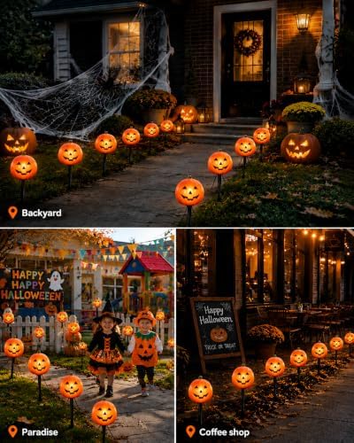 10.5FT Halloween Pumpkin Pathway Lights, 5PK C7 LED Pumpkin Stakes Lights - Image 6