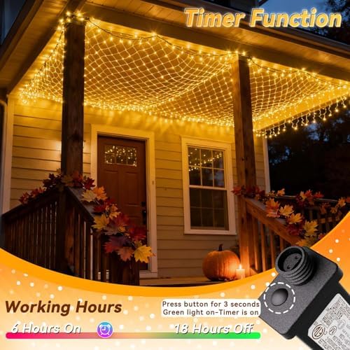 LitHome 13 x 13FT Christmas Net Lights Outdoor Mesh Lights Connectable - Image 4
