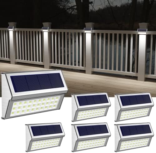 ROSHWEY Solar Deck Lights, Suitable for Fence Step Stair-Cool White-6Pack by ROSHWEY