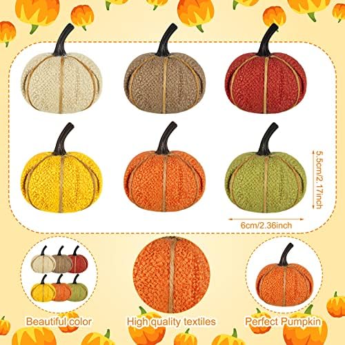 Kajaia 12 Pcs Mini Fall Pumpkin Hanging Ornament for Tree 2.05 Inch Thanksgiving Burlap Fabric Pumpkin Thanksgiving Hanging Decor for Fall Tree Harvest Party Mantel Wall Craft (Mixed Color) - Image 3