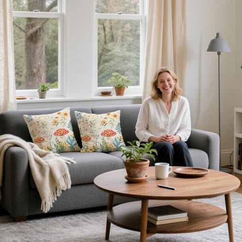 Waterproof Outdoor Pillow Covers 18x18 Inch Set of 2 Summer Spring Floral Throw Pillow Covers Spring Outdoor Decor for Patio Furniture Garden Sofa - Image 6