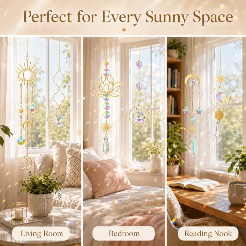 ilclviz Suncatcher Crystal Hanging Sun Catcher Prism with Chain Pendant Ornament Crystal Balls for Window - Image 6