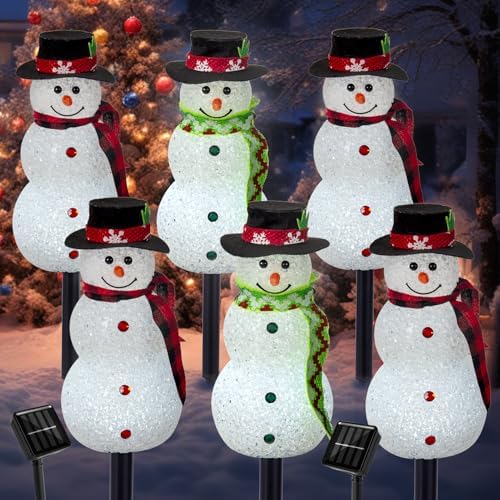 Christmas Snowman Solar Pathway Lights Outdoor Decorations, 6 Pack by TAILERRI