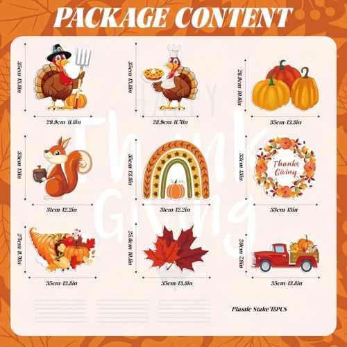 9 pcs Thanksgiving Yard Signs with Stakes, Maple Turkey Pumpkin Squirrel Lawn Signs Harvest Garden, Fall Autumn, Thanksgiving, Harvest Party Outdoor Decorations - Image 2