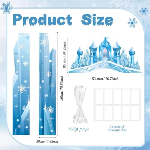 Tiamon Snow Castle Banners 2026 Vbs Princess Birthday Door Entrance Decorations Ice Snowflake Hanging Door Banner Backdrop for Girls Winter Wonderland Holiday Photo Booth Props Supplies - Image 2