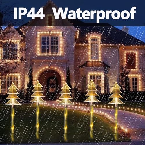 Christmas Outdoor Decorations, Solar Tree Pathway Lights, 10 Pack - Image 4