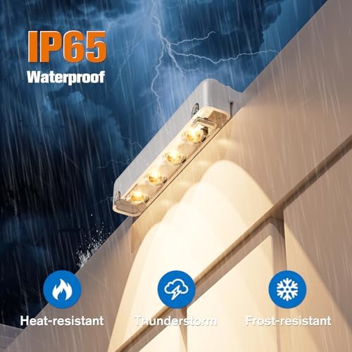 NIORSUN Solar Fence Lights Outdoor 8 Pack, IP65 Waterproof Large Size LED Solar Deck Lights with Lenses, Auto ON Off Warm White Step Lights for Outside, Patio, Fence, Yard and Railing Decor (White) - Image 6