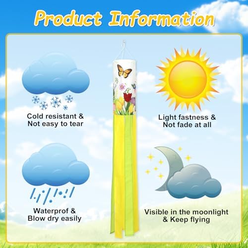 NOVWANG Butterfly Windsock, 3D Flower Wind Sock 40 Inch Spring Summer Outdoor Hanging Flag Decoration for Home Garden Yard Patio Lawn Decor - Image 3