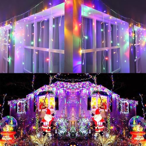 Joomer 33FT Christmas Icicle Lights Outdoor Connectable Multicolor - Image 7