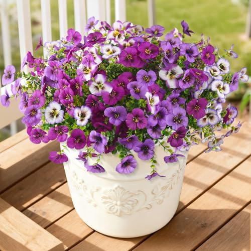 INQCMY Fake Artificial Pansy Flowers Plants for Outdoors UV Resistant by INQCMYPlantRack