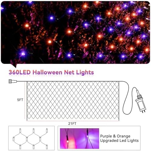LitHome 21FT x 5FT Halloween Net Lights Outdoor Connectable, 360 LED - Image 6