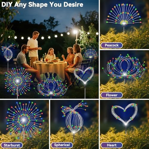 Solar Garden Lights Outdoor, Solar Firework Fairy Lights Garden Decor - Image 4