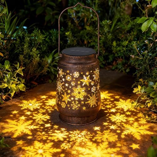 Outdoor Solar Lanterns Waterproof, Metal Hanging Solar Lights Snow Garden Decor Birthday Gifts for Women Mom Grandma for Patio Backyard Yard Pathway Porch by SENCOS