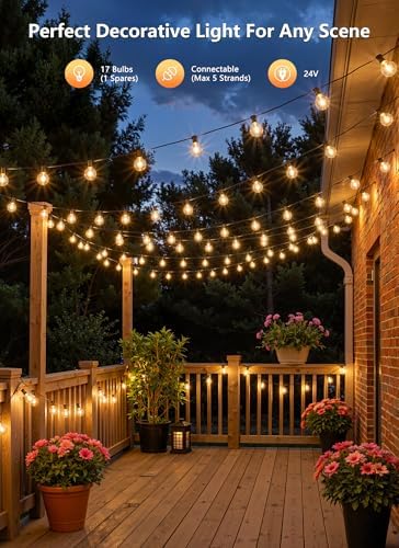 Brightown Outdoor String Lights, 55FT 17 G40 Bulbs Shatterproof Patio Lights, Waterproof Dimmable Hanging Connectable Globe LED Outdoor Lights for Backyard, Bistro, Porch, Deck, Balcony - Image 7