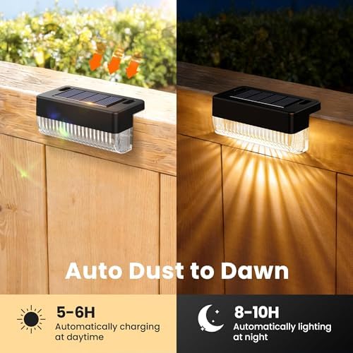 Solar Deck Lights Outdoor, Solar Step Lights Waterproof, 16 Pack Warm White - Image 3